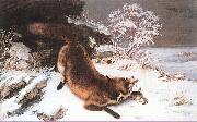 Courbet, Gustave The Fox in the Snow Sweden oil painting artist